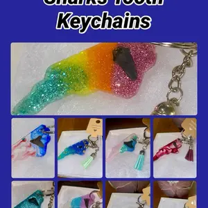 NC State Sharks Tooth Keychains Assortment of Colors and Styles with Colorful Tassels for Fans