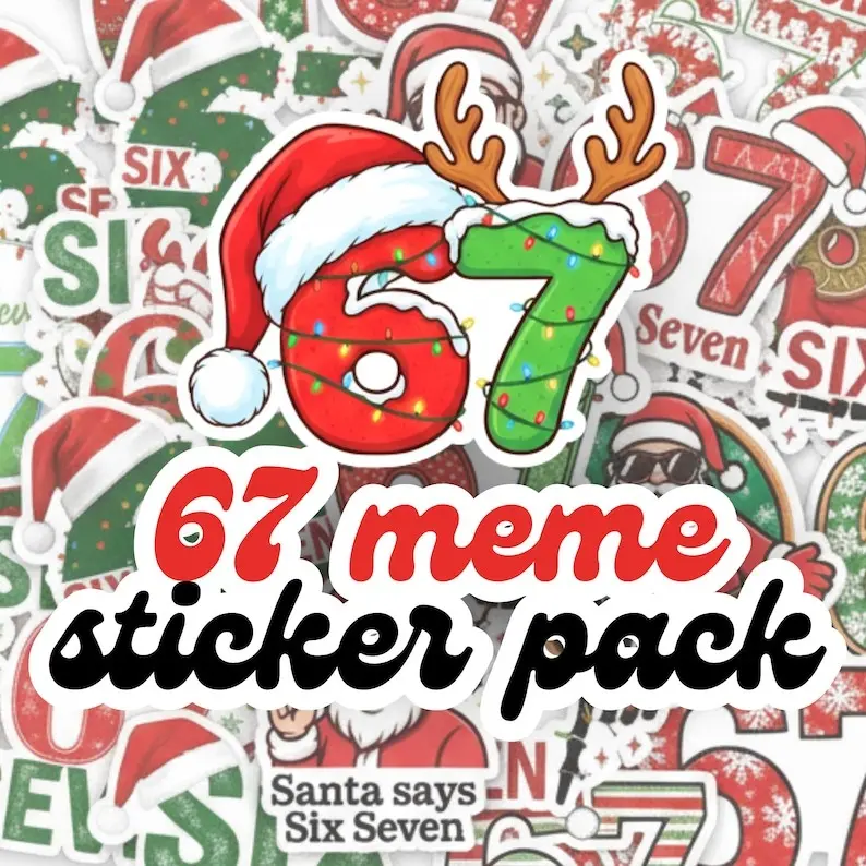 67 Meme Christmas Sticker Pack, Waterproof Vinyl Decals - TikTok Shop