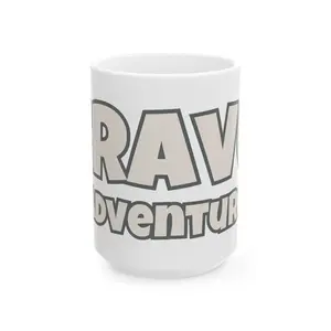 CRAVE ADVENTURE 15oz Reusable Ceramic Coffee Mug - BPA and Lead-Free, Bisphenol A (BPA)-Free Kitchenware Drink Cup for Adults, Daily Use, Birthdays