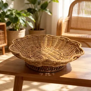High-Heeled Wave-Shaped Handwoven Storage Tray, Bohemian Handwoven Basket, Multi-Purpose Storage, Perfect for Desk Organization and Decoration, Ideal Gift, Multipurpose Basket, Desktop Storage Basket, Decorative Storage Basket