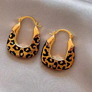Fashion Leopard Print Hoop Earrings - Bold Gold Plated Fashion Jewelry for Women, Standout Accessories for Party, Everyday and Special Occasions