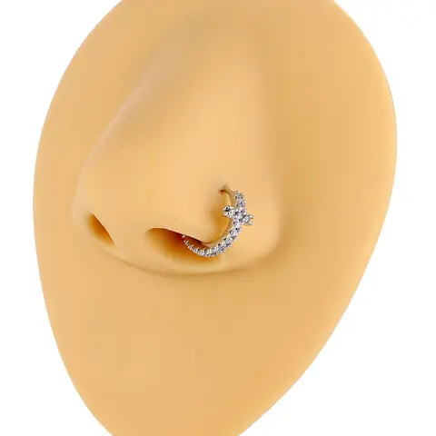 Rhinestone Decorated Cross Design Nose Ring, Punk Style Nose Ring for Women & Men, Fashionable Body Jewelry for Party, Daily Clothing Decor for Girl, Piercing Jewelry, Spiral Nose Ring, Nose Piercings