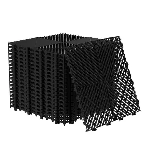 Explorinox 20 Pcs Modular Interlocking Cushion, 15.7" x 15.7" Interlocking Drainage Floor Tile, Non-Slip Black PP Splicing Drainage Mat for Deck, Pool, Patio, Shower, Kitchen, Balcony, Indoor Outdoor