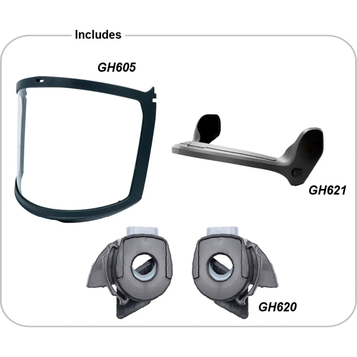 Caco America B3166550 Full Face Visor Kit - Black, 1 Piece, 1 Size, Polycarbonate, Anti-Fog Inside, GH605 Motorcycle Helmet Accessory