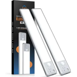10inch Under Cabinet Lights, 40 LED Closet Lights, Motion Sensor Light Indoor,  Operated Lights, 1800mah USB C Rechargeable Under Cabinet Lighting,  Night Light for Kitchen (2 Pack)