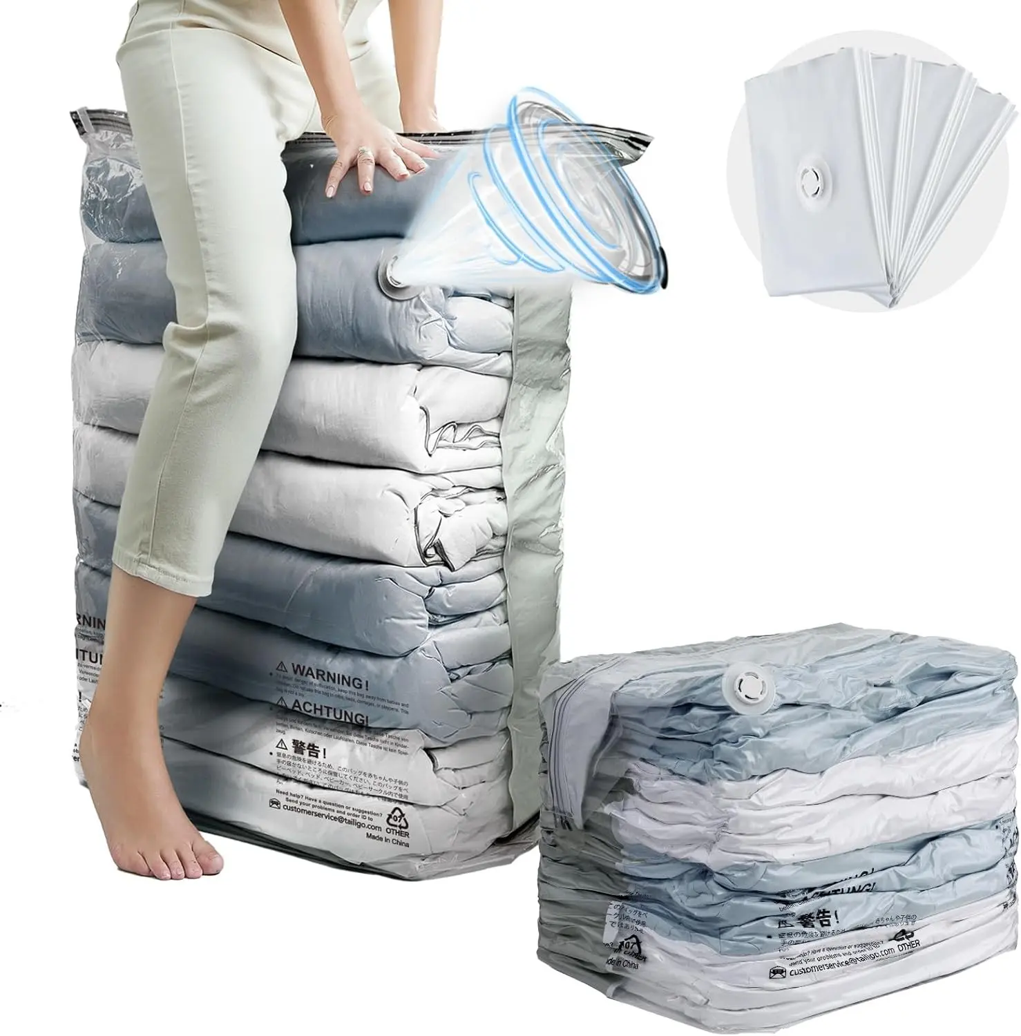 4 Pack Jumbo Cube (31x40x15 Inch) Vacuum Storage Bags, Extra Large Vacuum Seal Bags for Clothing Comforters Blankets Pillow Bedding Sweater, Space Saving Closet Organizers, Cream
