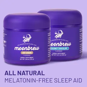 MoonBrew Sleepy Hot Cocoa 2-Pack Bundle – Hot Cocoa + Coconut Chocolate | Melatonin-Free Nighttime Magnesium Sleep Drink | Try Both Flavors & Save