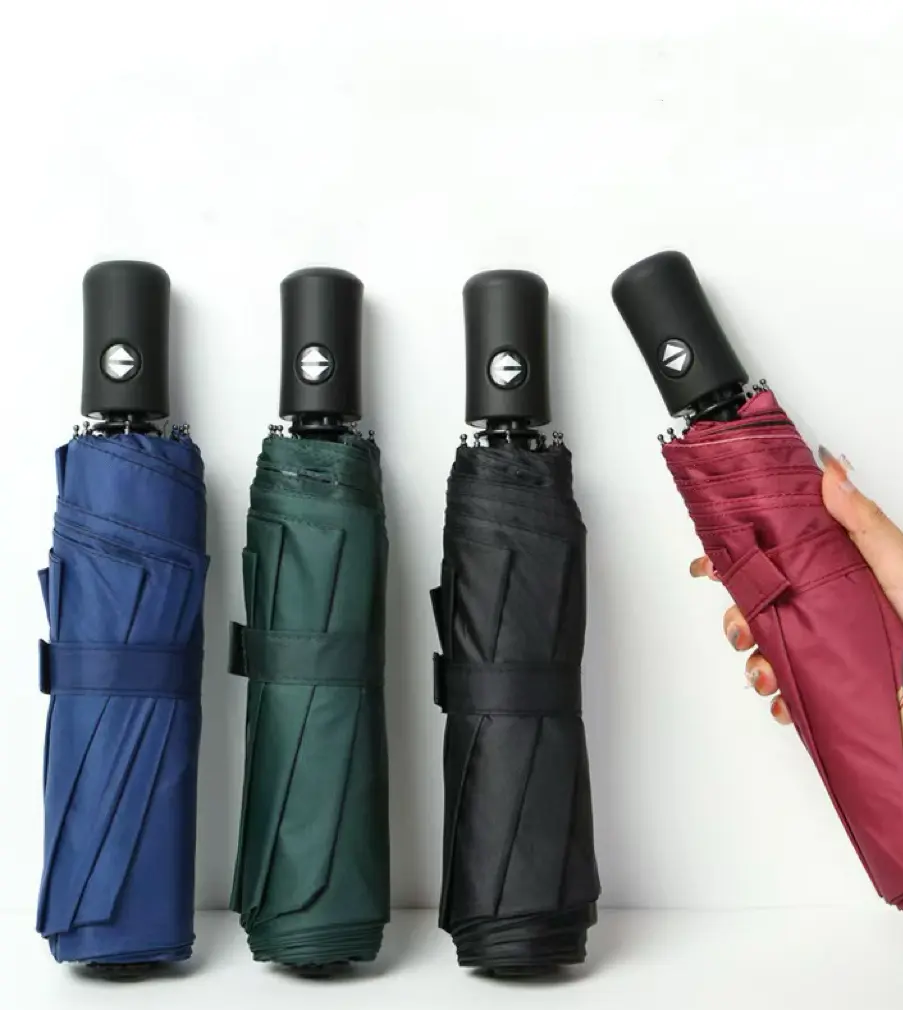 8-Bone Automatic Folding Windproof Waterproof Umbrella - 1-Click Open/Close, UV-Blocking Black Glue, Portable Travel Essential for Men and Women