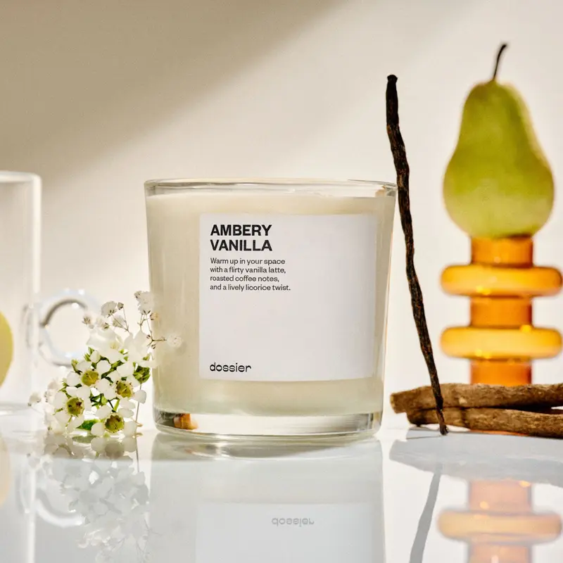 Candles, Dossier Perfumes, 9oz, Ambery Vanilla, Aromatic Star Anise, Floral Marshmallow, Floral Rose