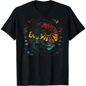 Salt Water And Sun Shine Shirt, Retro Beach Shirt, Tropical Shirt, Summer Vacation Tee, Summer Vibes Shirt, Beach Lover Gift