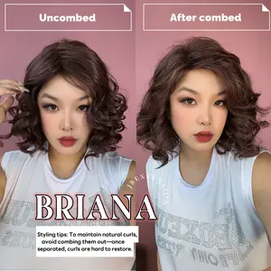 JBEXTENSION 13 Inches Dark Red Curly Women Fashion Full Machine Wig With Bangs BRIANA【PLUS PERMATEASE】