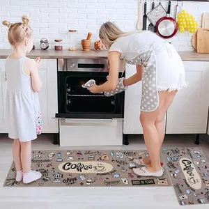 Kitchen Mat Set 2pcs/3pcs, Coffee Pattern Kitchen Mats, Kitchen Area Rug, Non-Slip Durable Floor Rugs, Decorative Rug, Easy Clean Home Decor, Suitable for Kitchen, Living Room, Bedroom