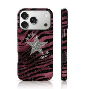 Bold Glitter Zebra Star Pattern Design Phone Case Full Body Protection for iPhone 17 Pro Max/16 Pro Max /15Pro Max 15/14/13/12 & Samsung S26 /S25Ultra Gift for Friends or Family