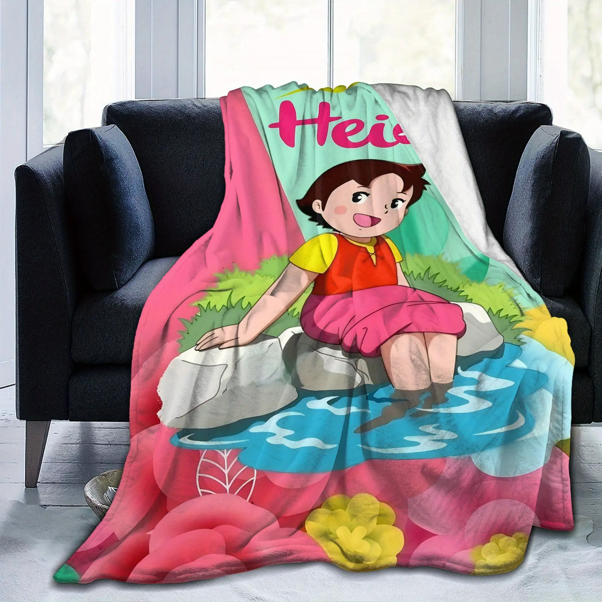 Heidi Cartoon Character-Inspired Super Soft Flannel Decorative Throw Blanket - Comfortable, Warm for Living Room, Travel Use, Decorative Blankets, Throw Blankets