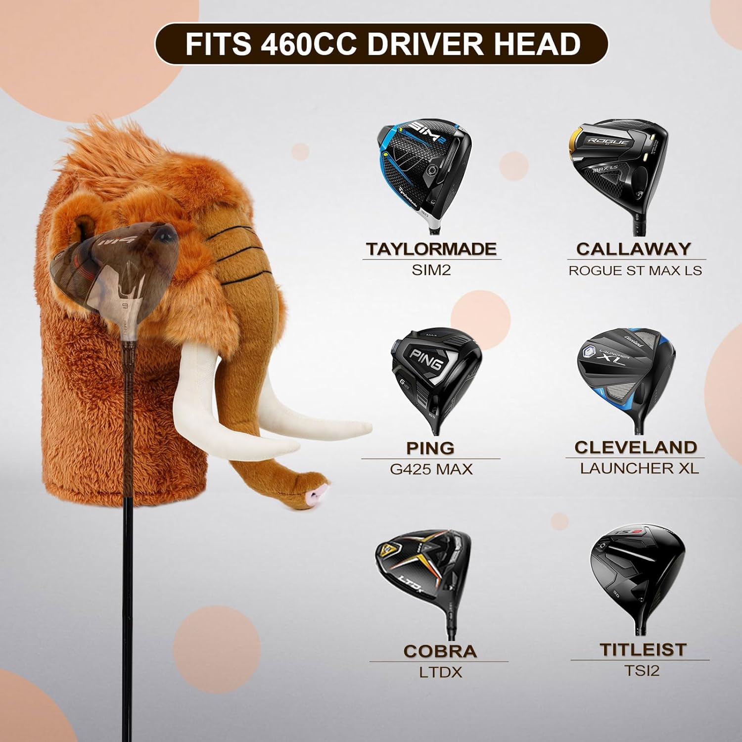 Funny Golf Headcover, Animals Plush Driver Headcover, Golf Club Head Covers Gift for Men Women
