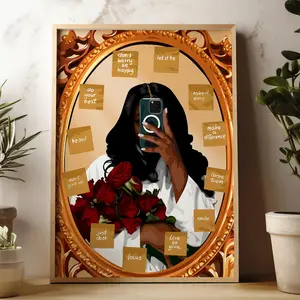 Black Girl Wall Art, African Modern Art, Black Woman Portrait, Feminine Afrocentric Print, Room Decor, Unframed, Room Decor, Unframed