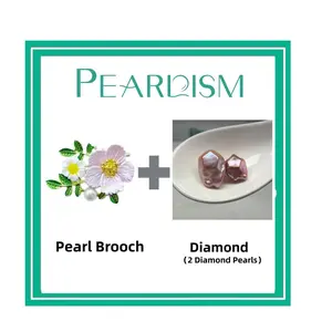 【Andrew】Daisy Pearl Brooch  +  Diamond pearl   (Min 2 pcs pearls as gift) [Open in live]｜Freshwater Baroque  Pearl -