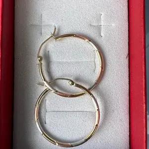 14k Gold Hoops - Simple Gold Circle Earrings as Described
