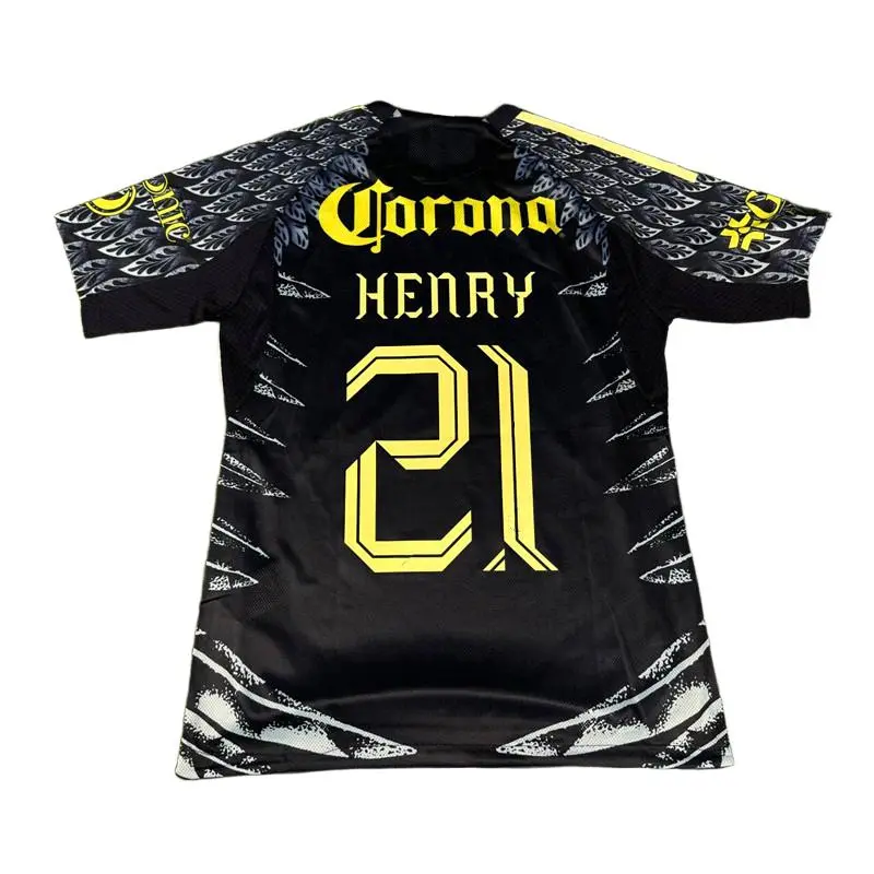 2526 Club America Away Blue Vintage Short Sleeve Top No.21 Henry Football Soccer Jerseys short-sleeve football jersey