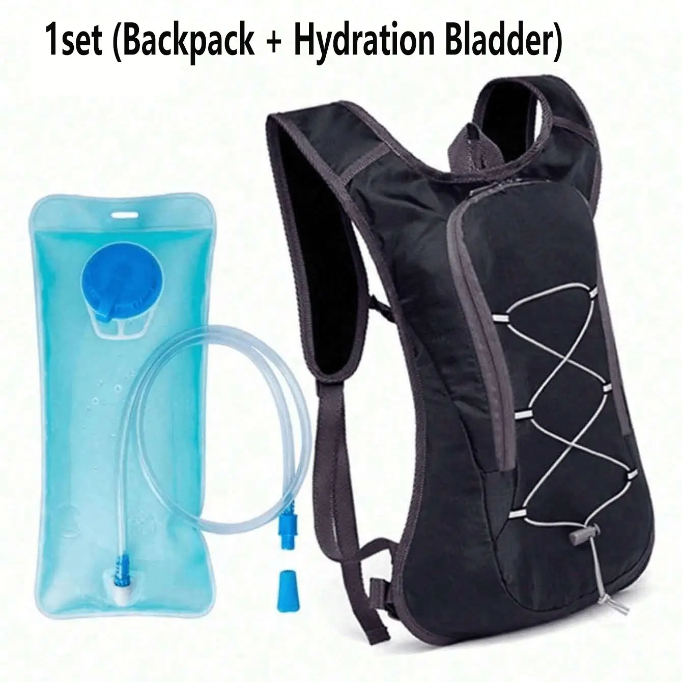 Water Bag Hydration Backpack Set with 2L Water Bladder, Perfect for Outdoor Activities, Hiking, Running, Camping, Beach Essentials, Unisex, Durable