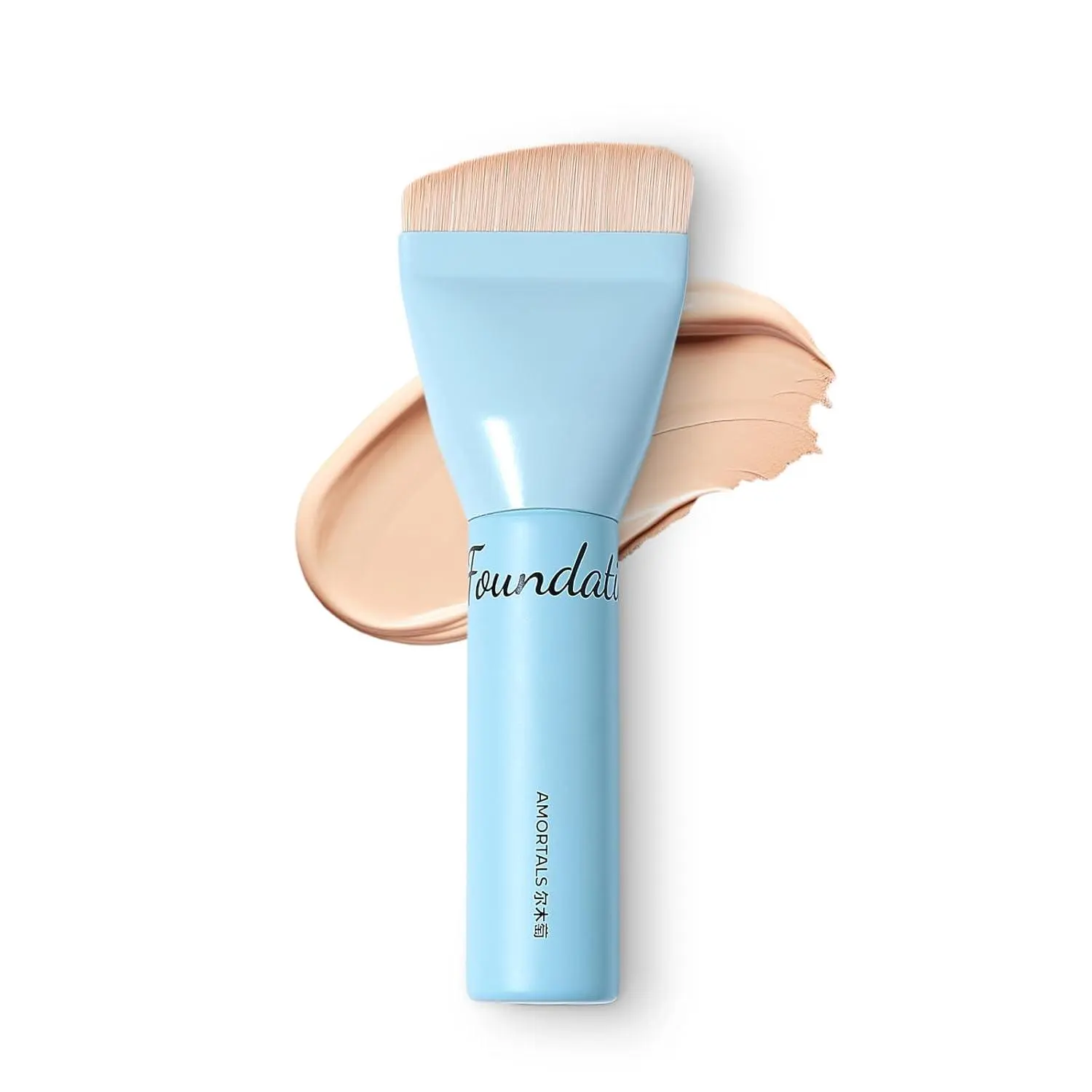 AMORTALS 10s Base Master Foundation Complexion Brush - Flexible XL Curved Head Makeup Blending Brush with Soft Bristles, Swipe on Liquid & BB Cream, Reaches Every Corner for Full Face Flawless Finish, Makeup Blending Brushes