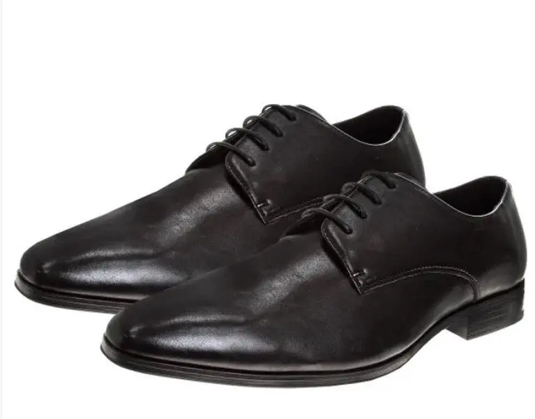 Perry Ellis Men's Size 12 Lace-up Leather Dress Shoes, Black, New in Box