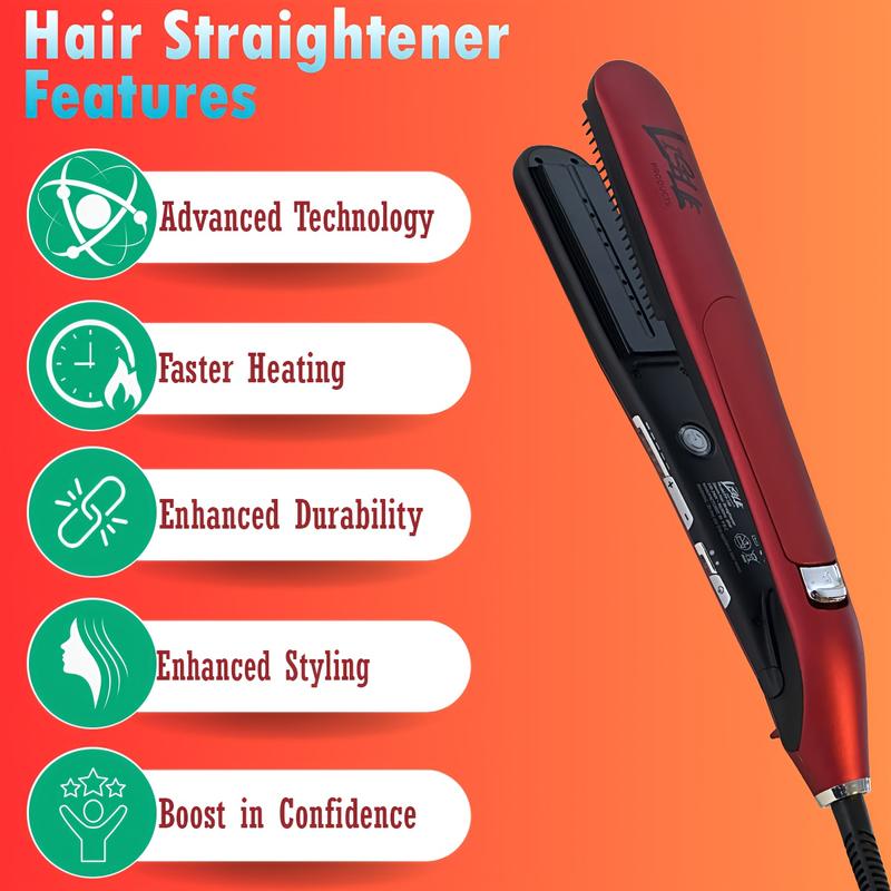 Liselle Beauty Products H2GLOW Steam Hair Straightener and Curler | 2-in-1 Flat Iron | Tourmaline Ceramic Plates | Fast Adjustable 450F Salon Grade