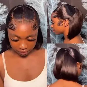 Alipearl Hair Half Up Half Down 13x4 Lace Frontal Pre Styled Glueless Ponytail Wig Human Hair Pre Bleached Pre Cut Braided Bob Wig Beginner Friendly Valentine Musts
