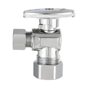 1/2" Nominal (5/8" OD) Compr. x 3/8" OD Compr. Angle Stop Valve, 1/4 Turn (Lead Free)