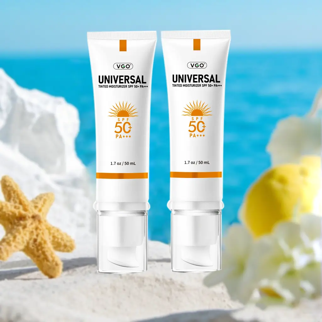 VGO Tinted SPF 50+ Moisturizer | Hydrating Sunscreen for Sensitive Skin | Lightweight, Smoothing Formula with Daily Protection (1.7oz)
