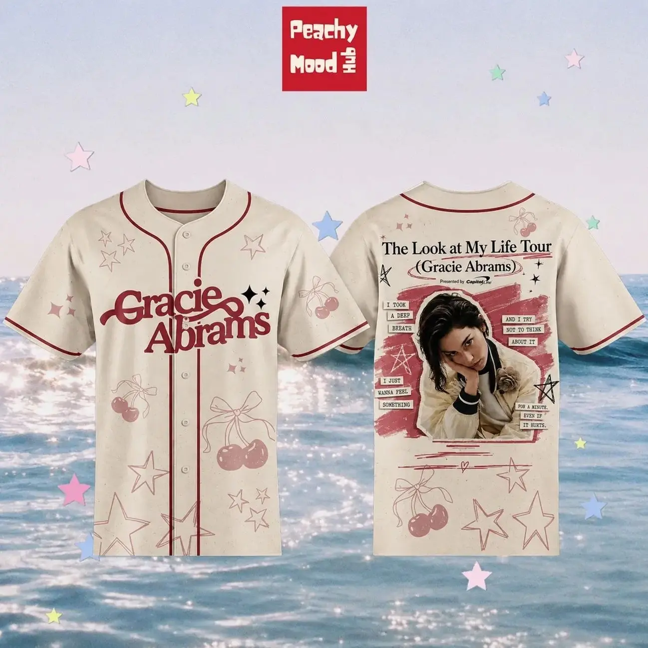 Gracie Abrams The Look at My Life Tour 2026 Limited Edition Baseball Jersey, Indie Pop Concert Fan Merch, Aesthetic Music Apparel, Gift for Fans