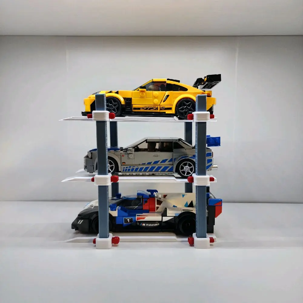 3-Tier Car Lift Accessory for 8-Stud-Wide Brick-Built Model Cars, Creative Building Blocks, DIY Building Project, Building Block Sets, Fun Construction Activity, 3D Model Kits