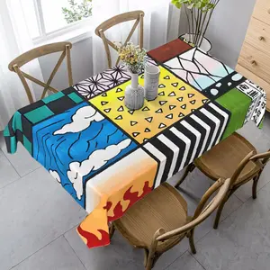 1 piece Demon Slayer Pattern Squares Table Cover Farmhouse Tablecloth Season Decor Cover for Home and Party Decor, Machine Made 35in*55in Size