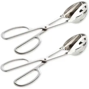 2-PACK Serving Tongs for Cooking Buffet Party Catering, Thickening Stainless Steel Food Tongs for Serving Cake Bread Kitchen Salad