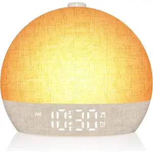 Wake Up Light Sunrise Alarm Clock, White Noise Sound Machine with 30 Soothing Sounds, Dimmable Night Lights, Sleep Aid, Snooze, Timer, Loud Alarm Clock for Heavy Sleepers Adults Kids, Ideal for Gift