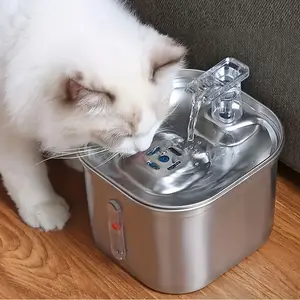 2.2L Large Capacity Automatic Smart Pet Water Fountain - Stainless Steel, Water Level Window, Quiet Operation, Easy Cleaning, Adjustable Flow - Ideal Cat Water Feeder and Dispenser for Indoor Cats