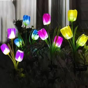 2/4PCS Waterproof Solar Tulip Garden Lights, Vibrant Outdoor Stake Decor For Yd & Pathway, Ideal Gift For Gardeners