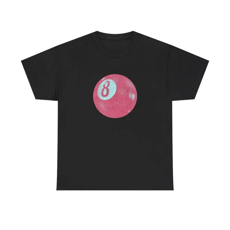 Men's Cotton Short-Sleeve T-Shirt - 8 Ball Graphic Print, Round Neck, Casual Athletic Basic Top, Streetwear Aesthetic, All Seasons Menswear, Consult Chart
