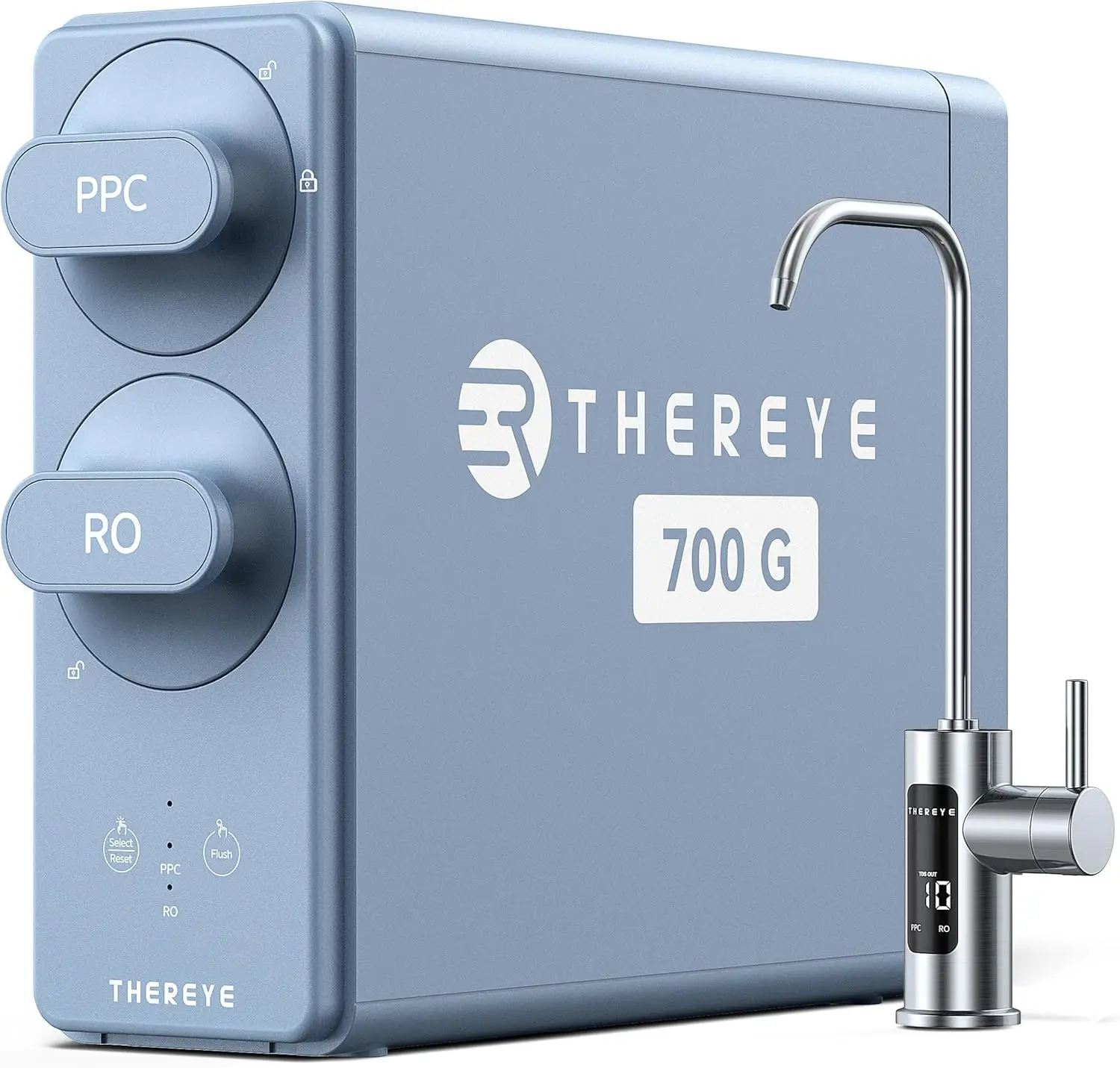 Thereye 8 Stage Reverse Osmosis System, 700 GPD Tankless Reverse Osmosis Water Filter, Under Sink RO Water Filtration System, Reduce PFAS/TDS, Smart L
