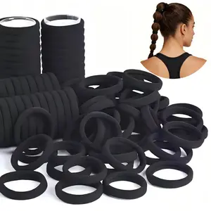 100pcs Black Elastic Hair Ties, Fashionable Simple, High Elasticity Thick Hair Scrunchies, Suitable For Everyday Use And Gift Giving Hair Ties Ponytail Holders Hair Elastics Hair Rope