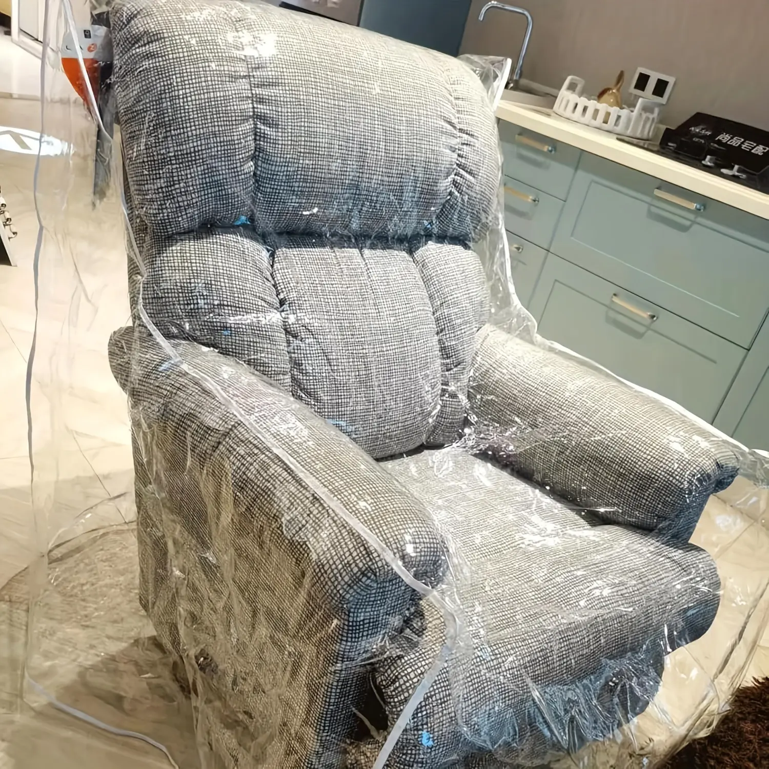 1pc Heavy Duty Plastic Recliner Cover Pets | Cat Dog Scratching Protector Clear Vinyl Waterproof Sofa Covers, for Furniture Living Room Chairs