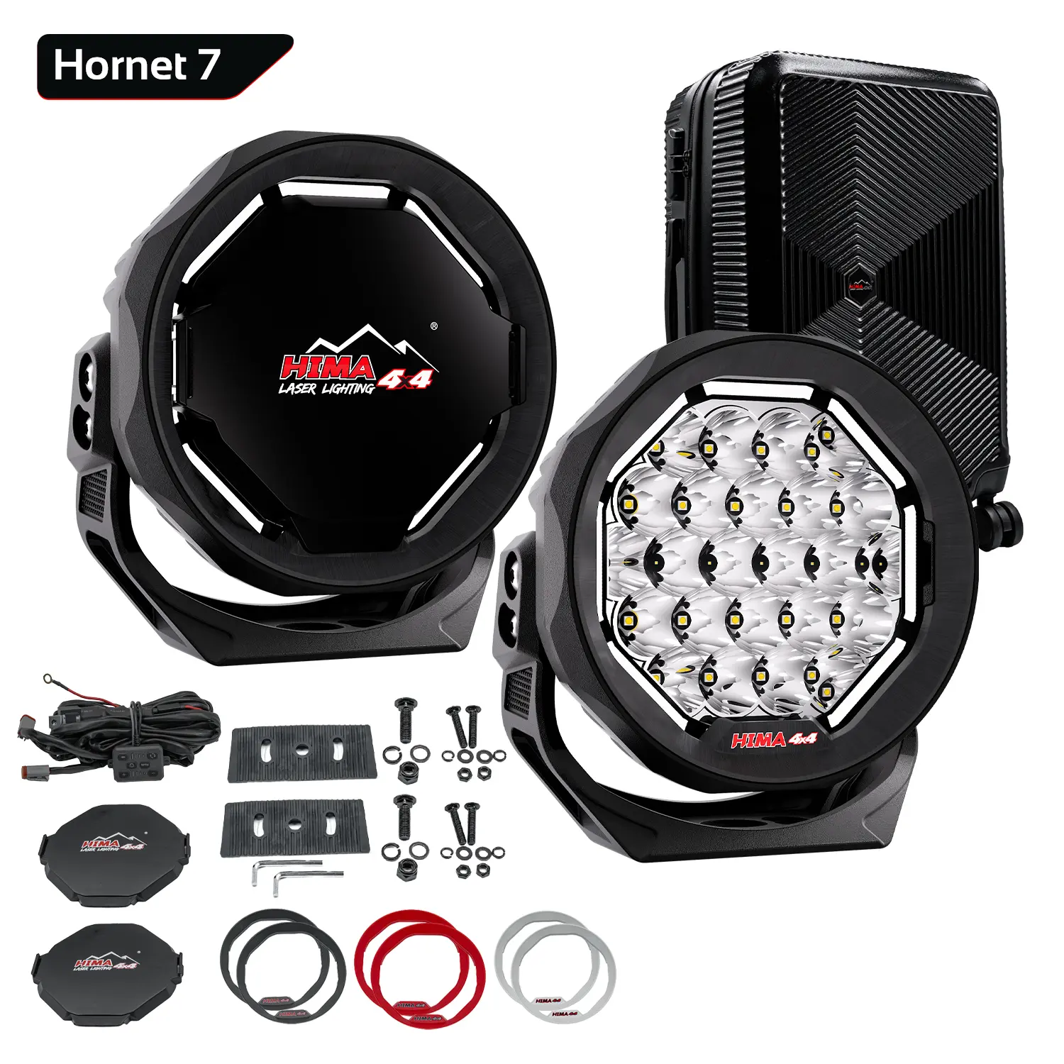 HIMA HORNET 7 7-Inch LED Light Pods - 104W 11260LM Off-Road Driving Lights with 1-Touch 4-Step Control, Party Mode DRL, IP68 Waterproof Kit for Trucks, SUVs