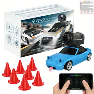 Q-version full-proportional 4WD drifting RC camera car RC Drift Car with Camera, 4WD Mini Full-Proportional High-Speed RC Electric Mini Racing Drift Car Model with  LED Lights, Christmas and Birthday Gifts Children’s Day Gift