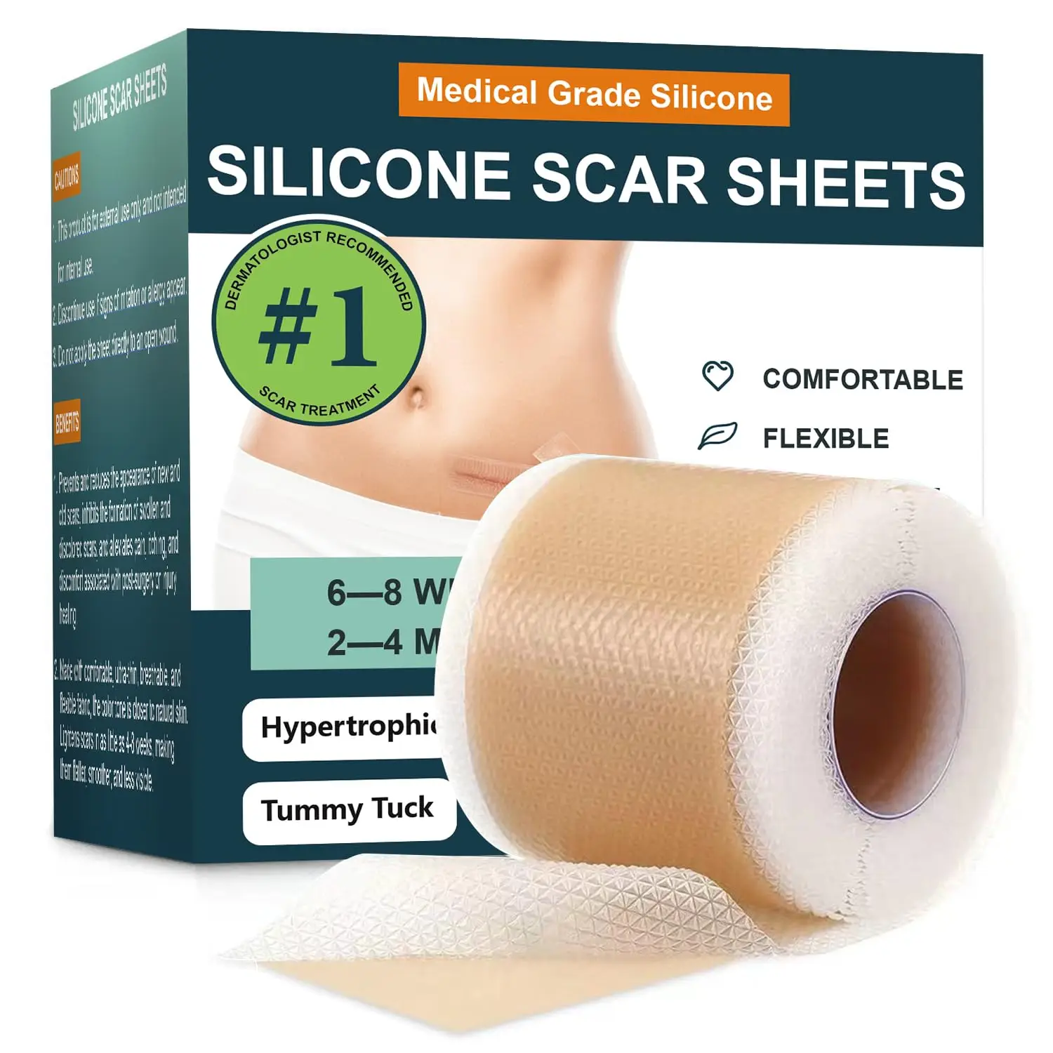 Silicone Scar Sheets,Silicone Scar Tape,Silicone Sheets For Scars,Scar Tape For Surgical Scars,Keloid Bump Removal,Scar Removal For Surgical(1.6"x 60"