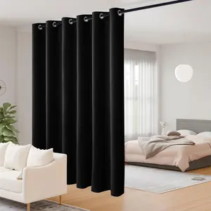 Blackout Sliding Door Room Divider Curtain, Noise Reducing Window  Drape for Bedroom, Energy Saving Patio Door Curtains (Black, W100 by L84, 1 Panel)