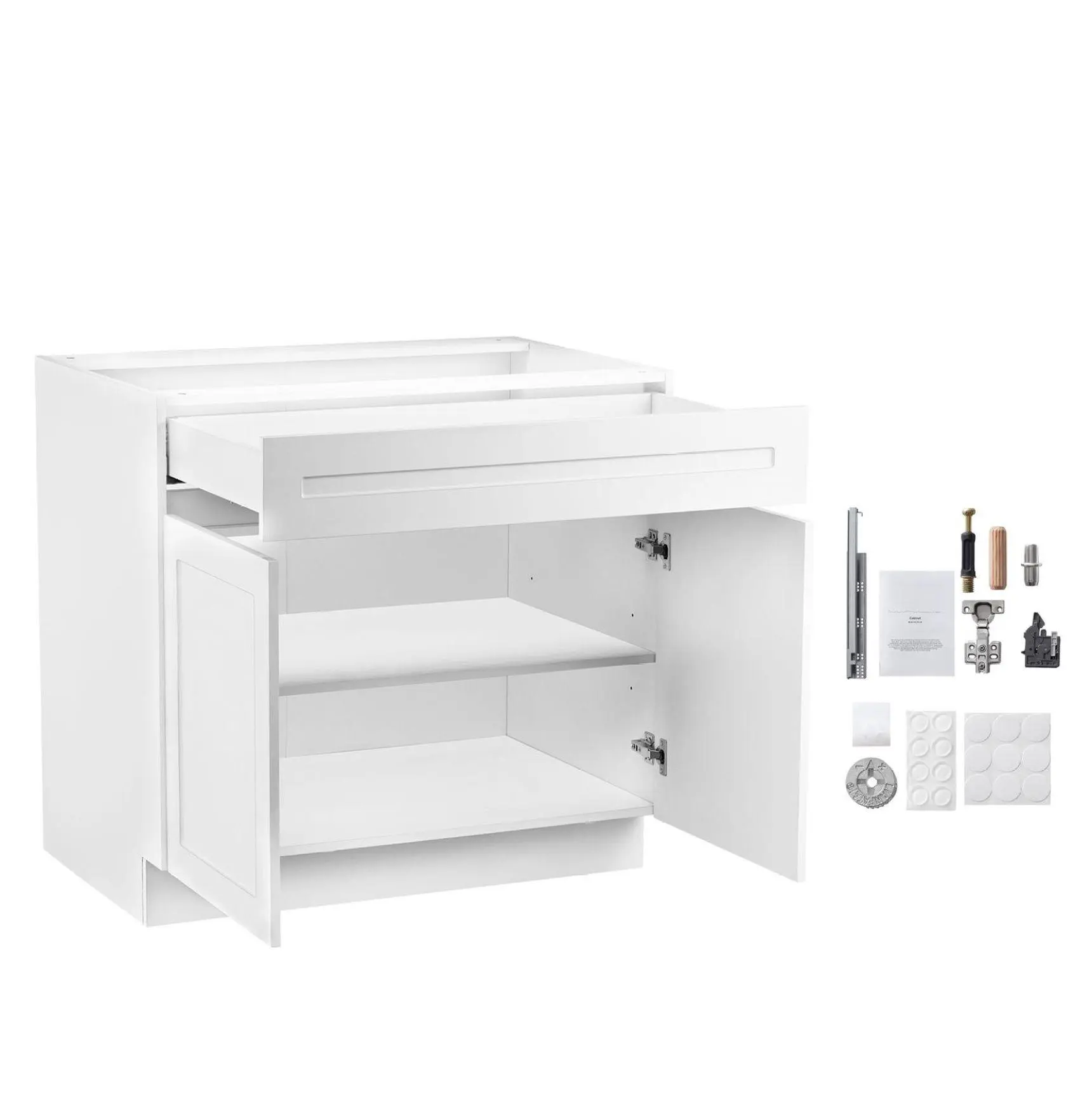 White Shaker Base Cabinet, 30 Inch, RTA Kitchen Cabinet, Soft Close Drawer, Adjustable Shelf, White Bathroom Cabinet for Home Office, 30" W x 24" D x 34.5" H Default
