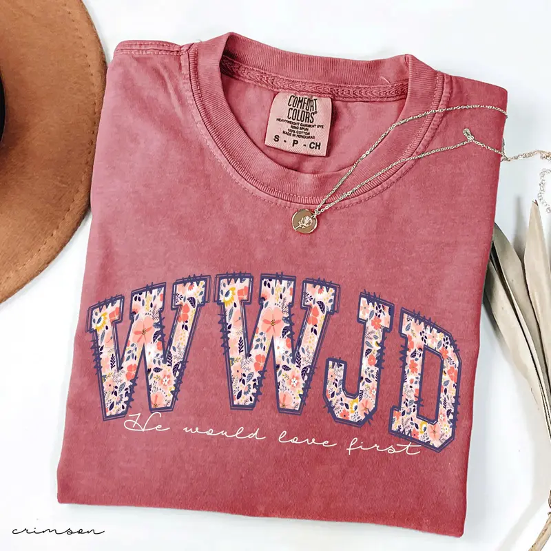 Comfort Colors WWJD Shirt for Women, Christian Tee, Religious Gift for Her, Walk Like Jesus Shirt, Bible Verse Faith Shirt, Trendy Christian Graphic Tee, Retro Spiritual Shirt, Gift Idea for Women of Faith