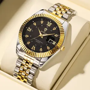 GOHUOS Top Luxury Diary Series Men's Watch Round Dial Waterproof Calendar Display Butterfly Clasp Stainless Steel Strap High-Value Light Luxury Fashion Simple Versatile for Various Occasions