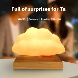 Magnetic Levitating Cloud Lamp Wireless Floating Cloud Night Light Auto Rotating LED Table Lamp with 3 Modes Lighting for Home Room Office Decor