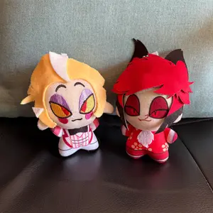 Super Cute 10cm Lovely Anime Animation Red Alastor Lucifer Morningstar Hazbin Hotel Plush Toys Funny Festival Gift Plushie Doll